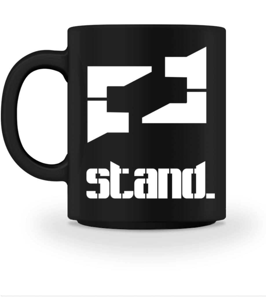 Rockband Berlin Tasse Schrift weiß Vorderseite