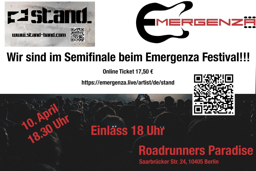 Emergenza Semifinale am 10.4 im Roadrunners Paradise
